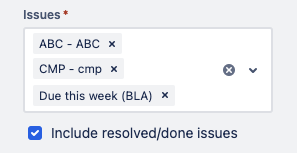 Form select to pick Jira projects and filters